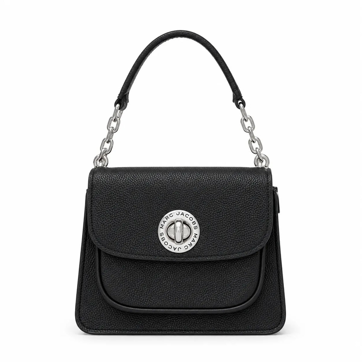 Marc Jacobs J Marc | Black pebbled leather signature rotating J-clasp chain and leather shoulder strap women's designer crossbody bag