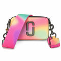 Marc Jacobs Snapshot Rainbow Gradient Camera Bag | Dreamy unicorn color scheme  iconic double J logo  wide jacquard shoulder strap  women's designer rainbow gradient camera bag