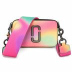 Marc Jacobs Snapshot Rainbow Gradient Camera Bag | Dreamy unicorn color scheme  iconic double J logo  wide jacquard shoulder strap  women's designer rainbow gradient camera bag