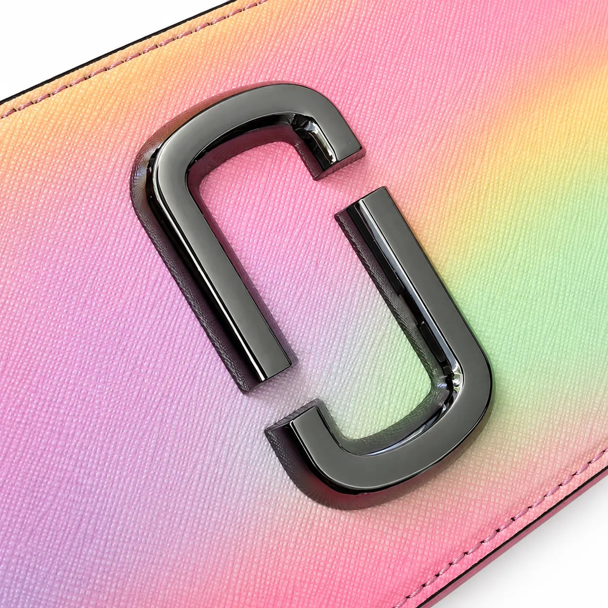 Marc Jacobs Snapshot Rainbow Gradient Camera Bag | Dreamy unicorn color scheme  iconic double J logo  wide jacquard shoulder strap  women's designer rainbow gradient camera bag