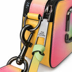 Marc Jacobs Snapshot Rainbow Gradient Camera Bag | Dreamy unicorn color scheme  iconic double J logo  wide jacquard shoulder strap  women's designer rainbow gradient camera bag