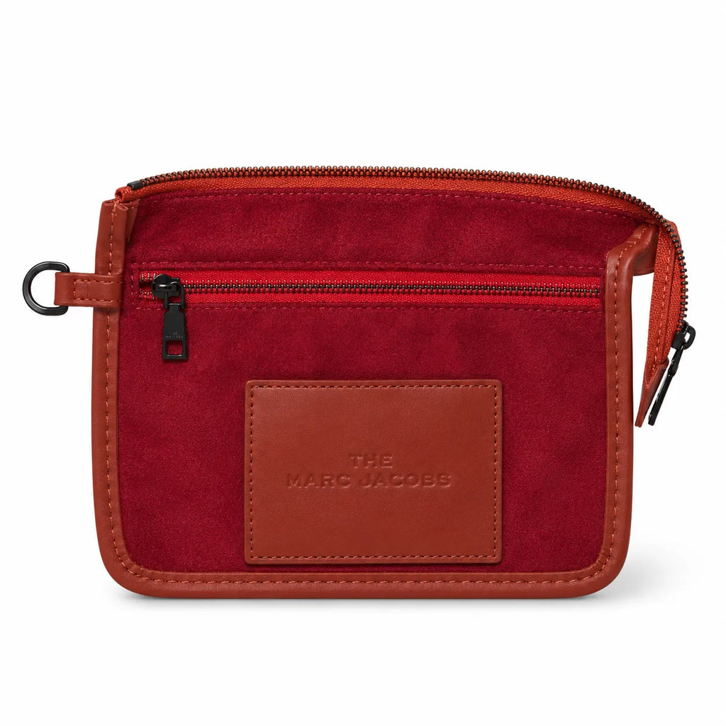 Marc Jacobs Raffia and Leather | Rust Red Trim      Embossed Logo Detachable Shoulder Strap Women's Designer Summer Handbag