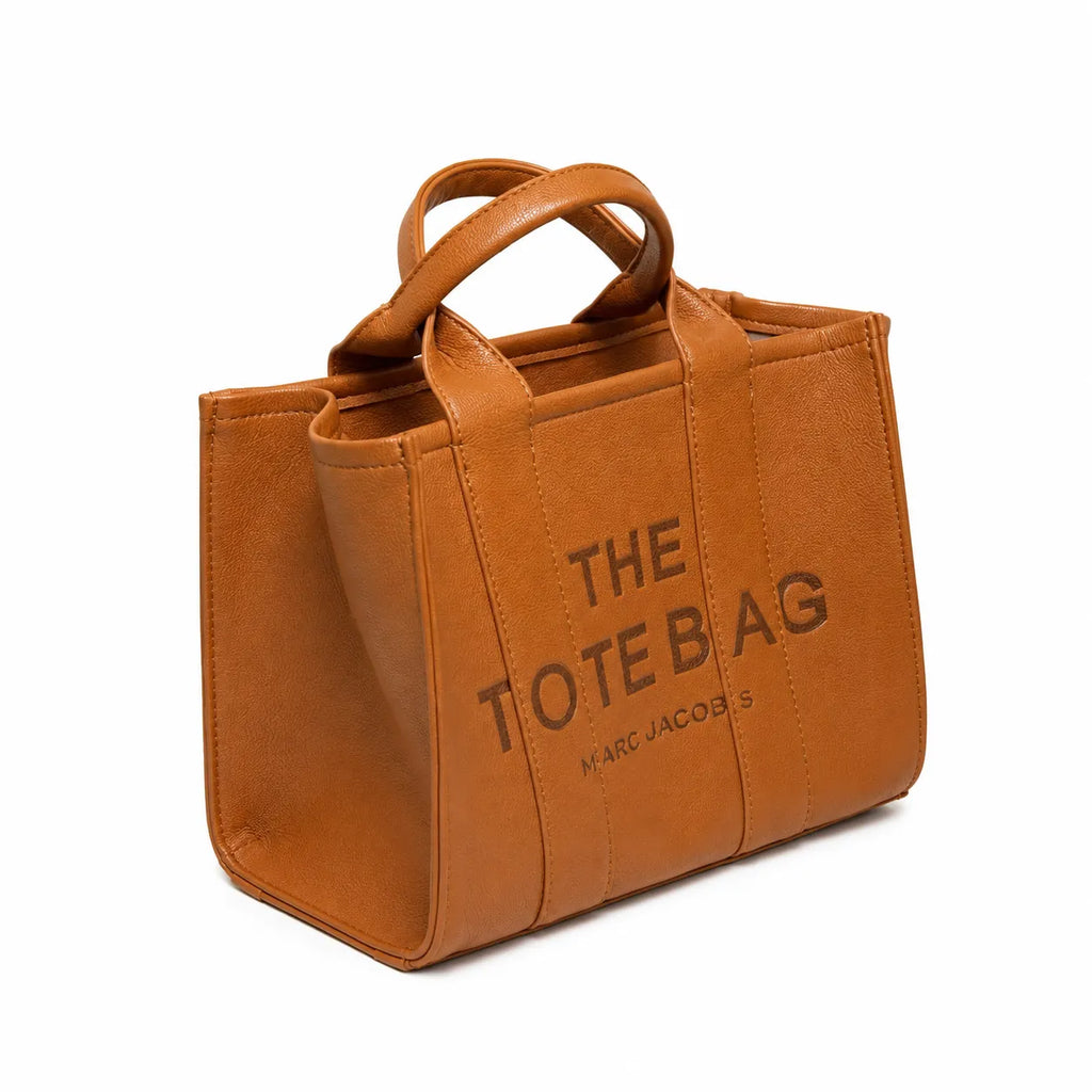 Marc Jacobs | Brown pebbled leather embossed logo detachable shoulder strap women's commuter handbag