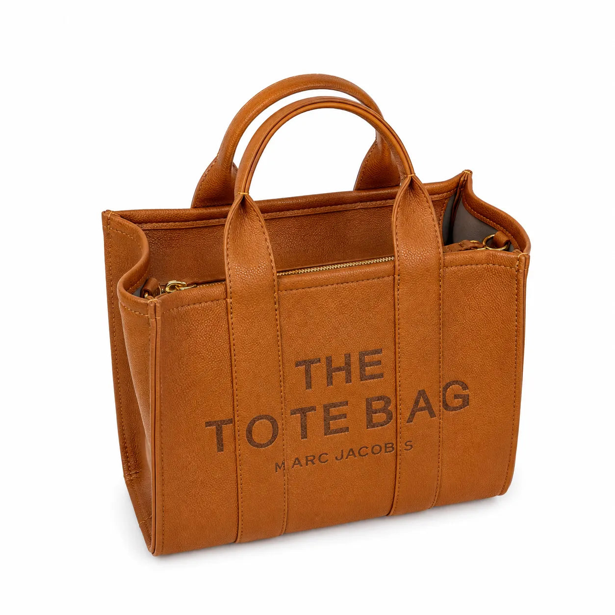 Marc Jacobs | Brown pebbled leather embossed logo detachable shoulder strap women's commuter handbag