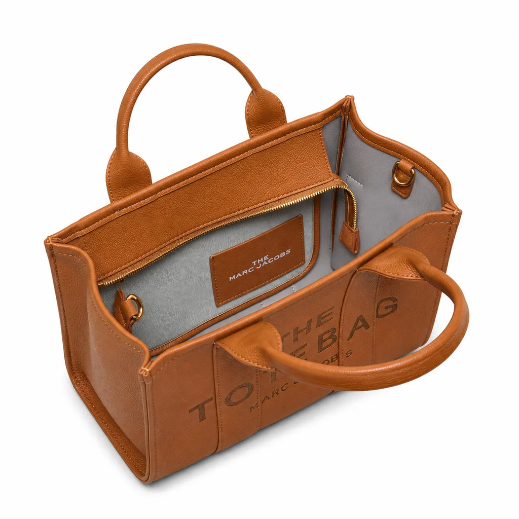 Marc Jacobs | Brown pebbled leather embossed logo detachable shoulder strap women's commuter handbag