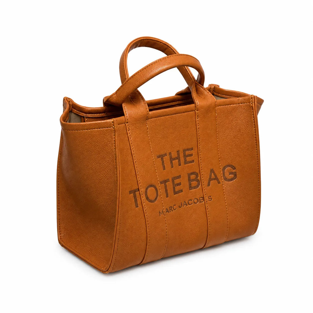 Marc Jacobs | Brown pebbled leather embossed logo detachable shoulder strap women's commuter handbag