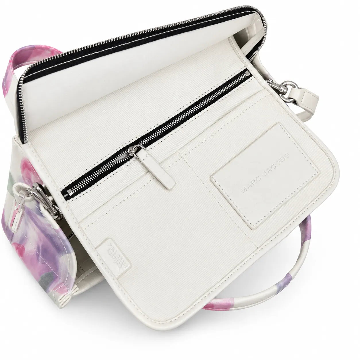 Marc Jacobs Medium Future Floral | White base with vibrant floral print  embossed logo detachable shoulder strap  women's commuter tote bag