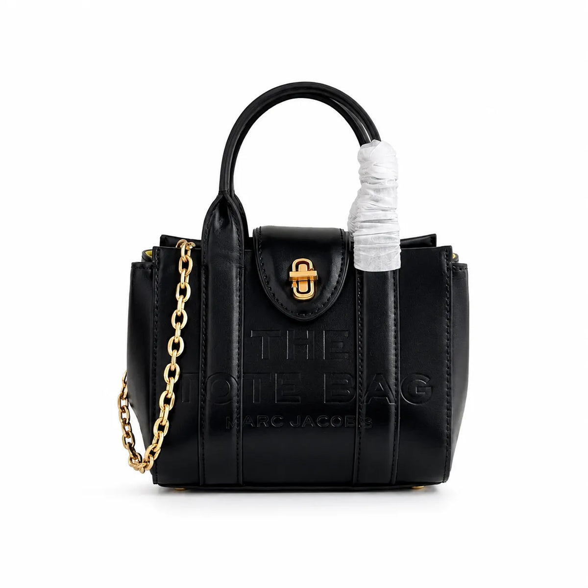 Marc Jacobs | Burgundy smooth leather embossed logo  metal twist clasp  detachable chain shoulder strap  women's commuter tote bag