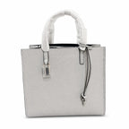 Marc Jacobs The Mini Grind | Light grey pebbled leather  embossed logo  detachable shoulder strap  women's commuter handbag