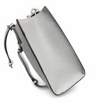 Marc Jacobs The Mini Grind | Light grey pebbled leather  embossed logo  detachable shoulder strap  women's commuter handbag