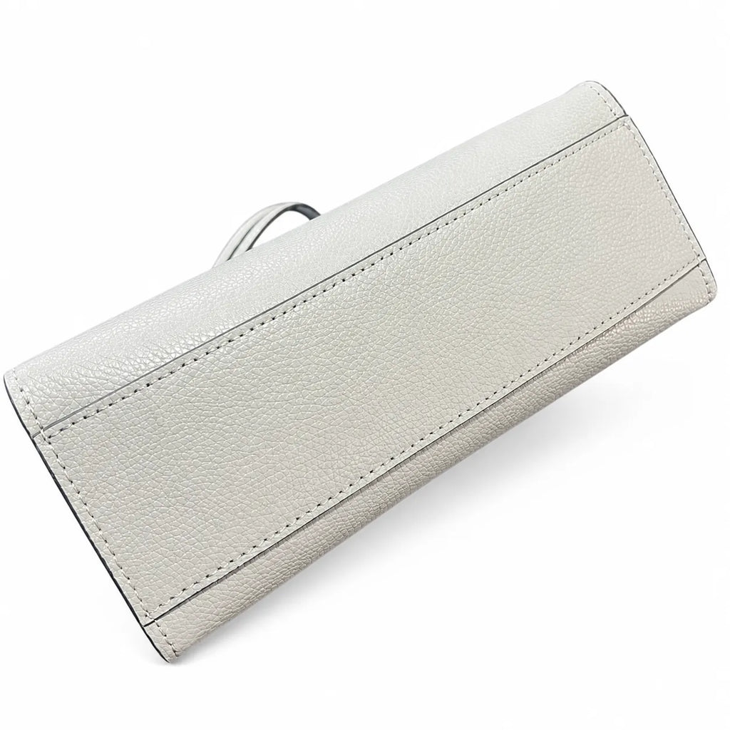 Marc Jacobs The Mini Grind | Light grey pebbled leather  embossed logo  detachable shoulder strap  women's commuter handbag