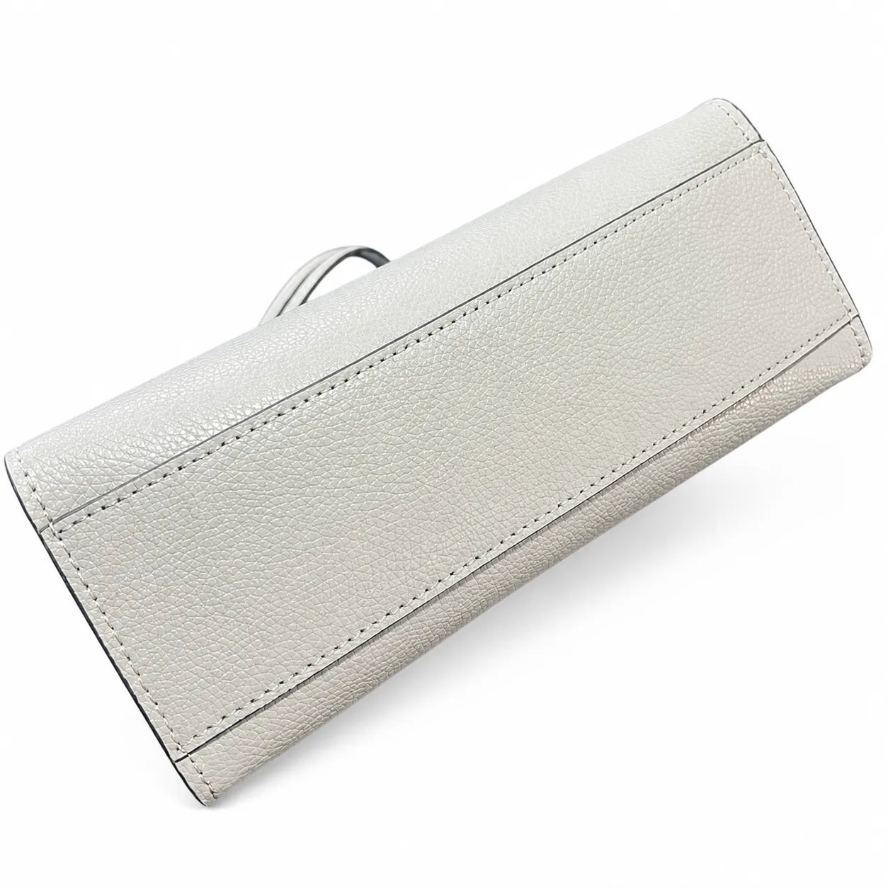 Marc Jacobs The Mini Grind | Light grey pebbled leather  embossed logo  detachable shoulder strap  women's commuter handbag