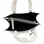 Marc Jacobs The Mini Grind | Light grey pebbled leather  embossed logo  detachable shoulder strap  women's commuter handbag