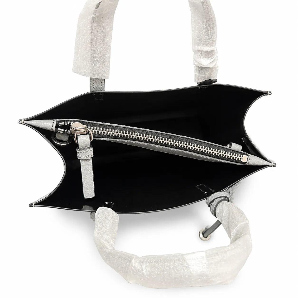 Marc Jacobs The Mini Grind | Light grey pebbled leather  embossed logo  detachable shoulder strap  women's commuter handbag