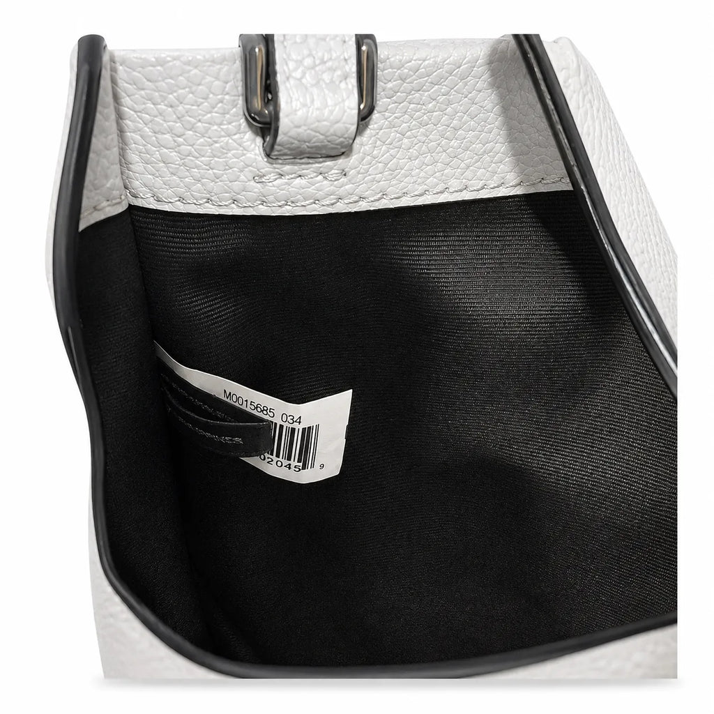 Marc Jacobs The Mini Grind | Light grey pebbled leather  embossed logo  detachable shoulder strap  women's commuter handbag