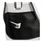 Marc Jacobs The Mini Grind | Light grey pebbled leather  embossed logo  detachable shoulder strap  women's commuter handbag