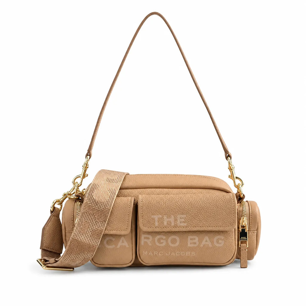 Marc Jacobs Cargo | Nude pebbled leather adjustable shoulder strap  embossed logo women's designer crossbody bag