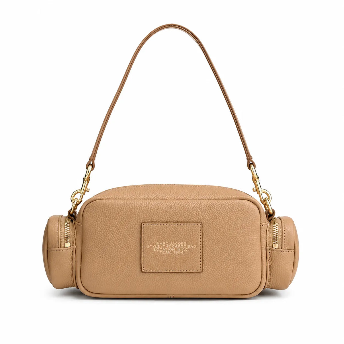 Marc Jacobs Cargo | Nude pebbled leather adjustable shoulder strap  embossed logo women's designer crossbody bag
