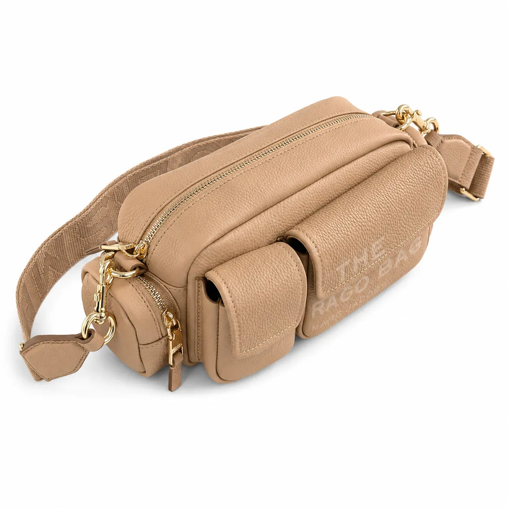 Marc Jacobs Cargo | Nude pebbled leather adjustable shoulder strap  embossed logo women's designer crossbody bag