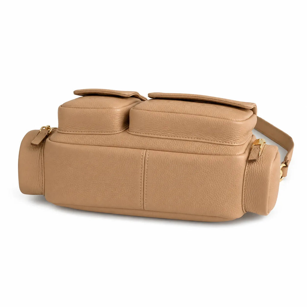 Marc Jacobs Cargo | Nude pebbled leather adjustable shoulder strap  embossed logo women's designer crossbody bag