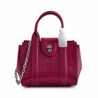 Marc Jacobs | Burgundy smooth leather embossed logo  metal twist clasp  detachable chain shoulder strap  women's commuter tote bag