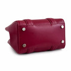 Marc Jacobs | Burgundy smooth leather embossed logo  metal twist clasp  detachable chain shoulder strap  women's commuter tote bag