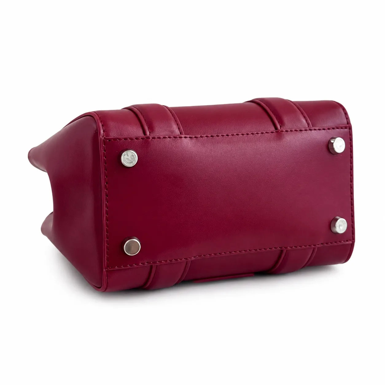 Marc Jacobs | Burgundy smooth leather embossed logo  metal twist clasp  detachable chain shoulder strap  women's commuter tote bag