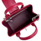 Marc Jacobs | Burgundy smooth leather embossed logo  metal twist clasp  detachable chain shoulder strap  women's commuter tote bag