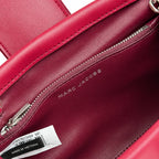 Marc Jacobs | Burgundy smooth leather embossed logo  metal twist clasp  detachable chain shoulder strap  women's commuter tote bag