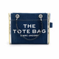 Marc Jacobs | Dark washed denim  silver chain shoulder strap  embossed logo  women's designer denim chain mini tote bag