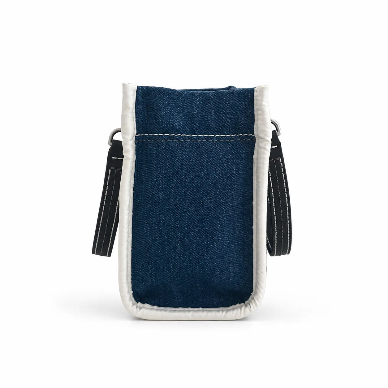 Marc Jacobs | Dark washed denim  silver chain shoulder strap  embossed logo  women's designer denim chain mini tote bag