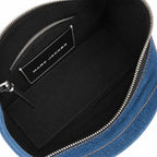 Marc Jacobs | Dark washed denim  silver chain shoulder strap  embossed logo  women's designer denim chain mini tote bag