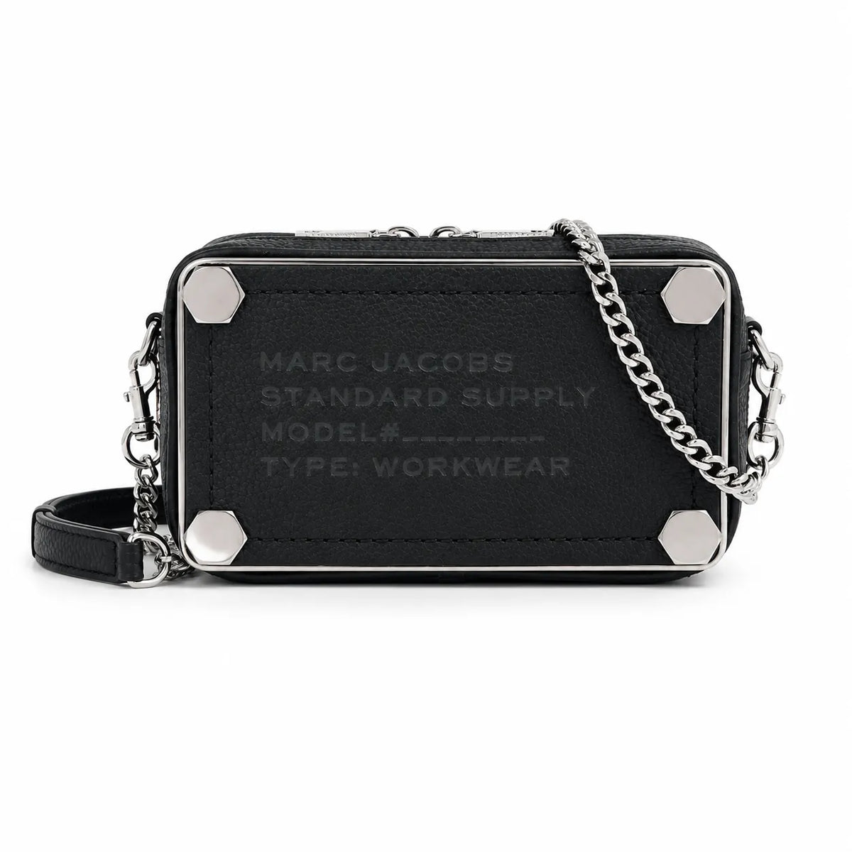 Marc Jacobs | Brown pebbled leather  gold-tone corner protectors and chain shoulder strap  embossed logo  women's designer camera bag