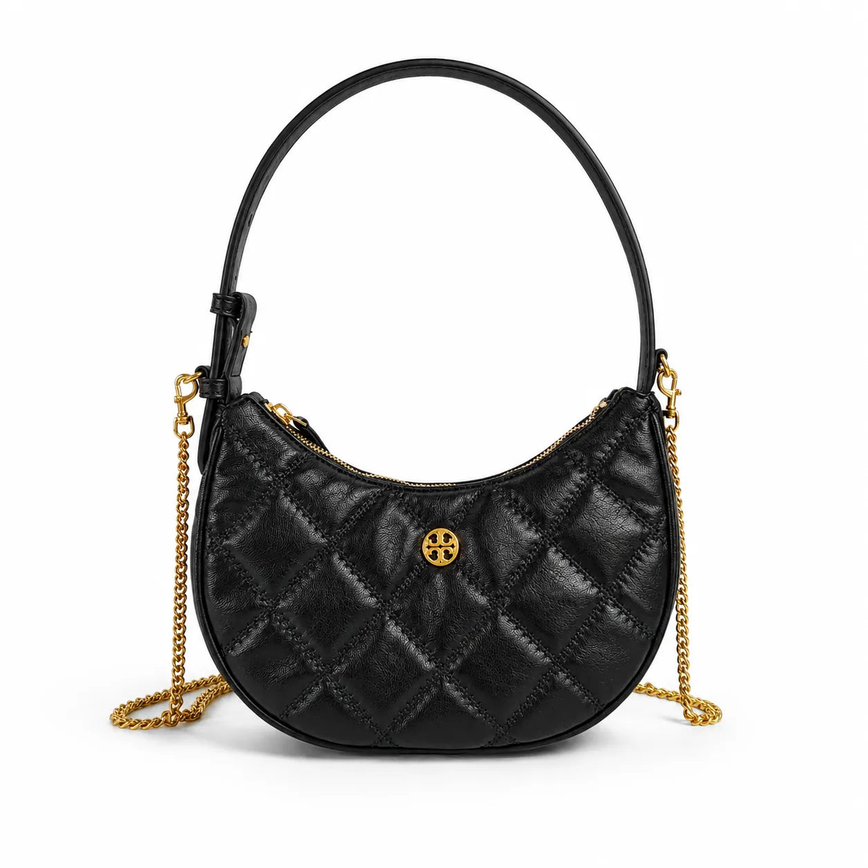 Tory Burch Willa Quilted Patent Leather | Red with Gold Double T Logo  Chain and Leather Shoulder Strap Women's Designer Shoulder Handbag