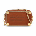 Marc Jacobs | Brown pebbled leather  gold-tone corner protectors and chain shoulder strap  embossed logo  women's designer camera bag
