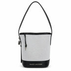 Marc Jacobs | White canvas and black leather silver clasp charm  adjustable shoulder strap women's designer crossbody bag