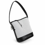 Marc Jacobs | White canvas and black leather silver clasp charm  adjustable shoulder strap women's designer crossbody bag