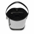 Marc Jacobs | White canvas and black leather silver clasp charm  adjustable shoulder strap women's designer crossbody bag