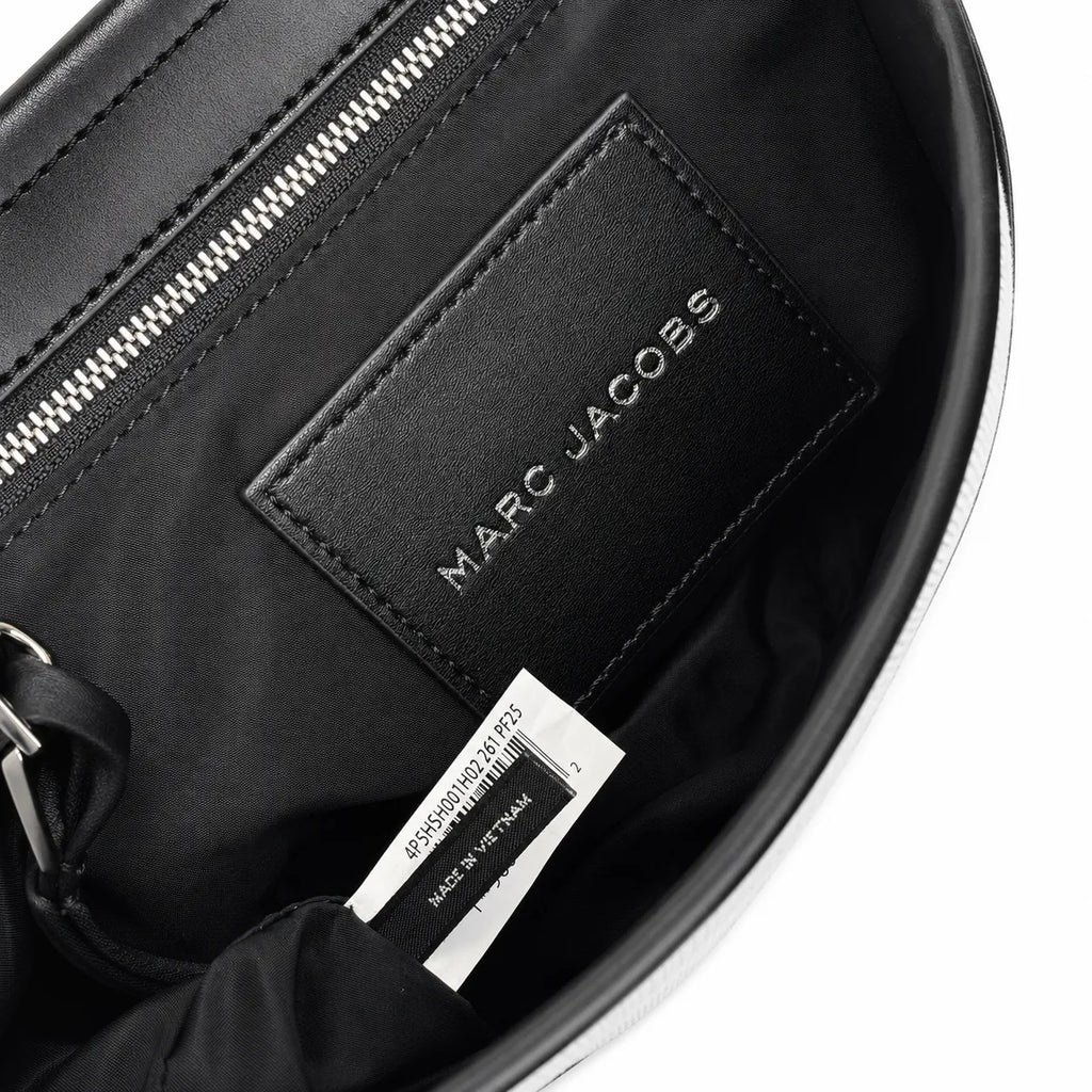 Marc Jacobs | White canvas and black leather silver clasp charm  adjustable shoulder strap women's designer crossbody bag