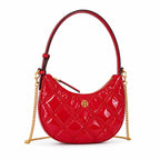 Tory Burch Willa Quilted Patent Leather | Red with Gold Double T Logo  Chain and Leather Shoulder Strap Women's Designer Shoulder Handbag