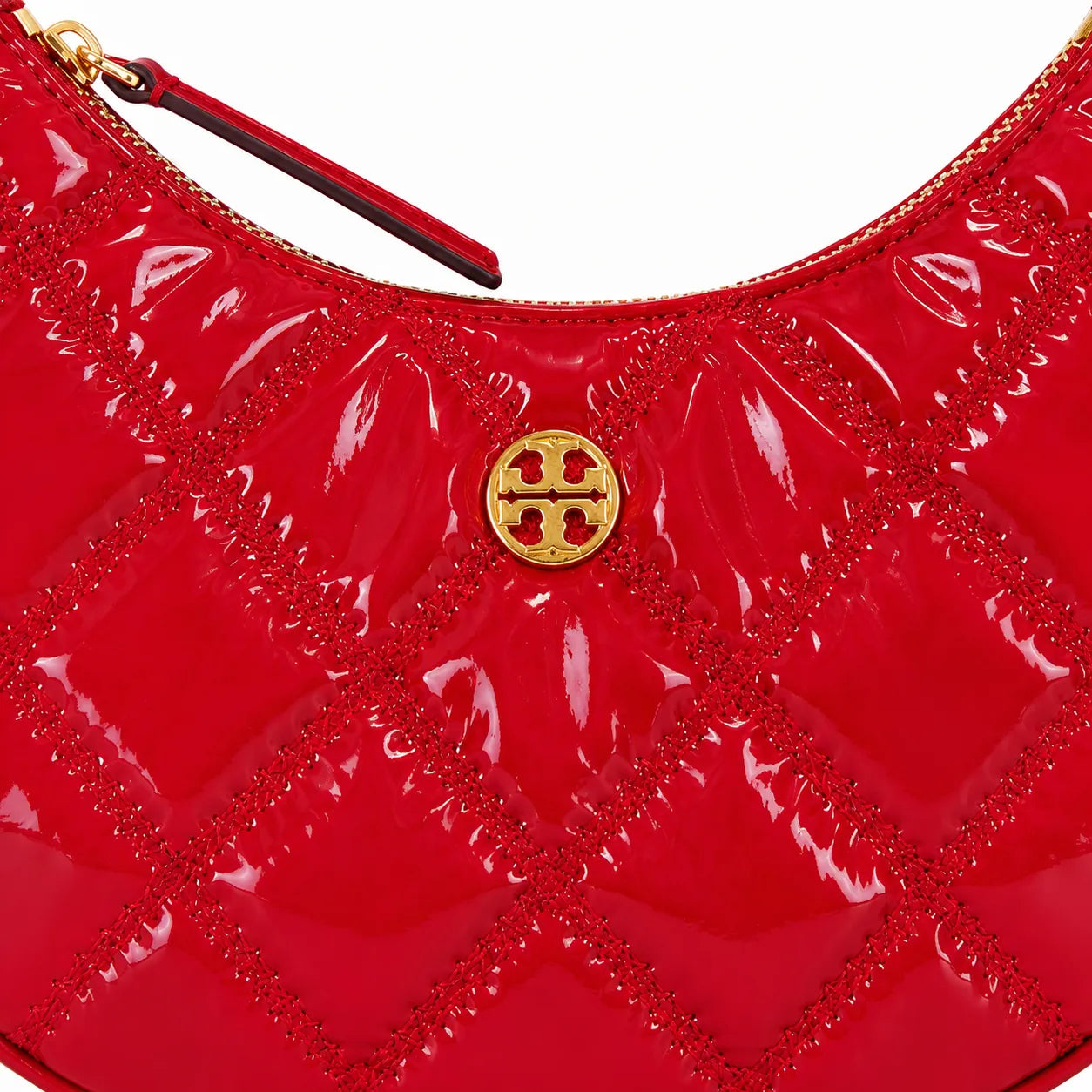 Tory Burch Willa Quilted Patent Leather | Red with Gold Double T Logo  Chain and Leather Shoulder Strap Women's Designer Shoulder Handbag