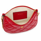 Tory Burch Willa Quilted Patent Leather | Red with Gold Double T Logo  Chain and Leather Shoulder Strap Women's Designer Shoulder Handbag