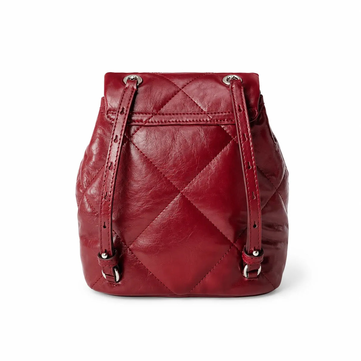 Tory Burch Kira Mini Quilted Backpack | Burgundy distressed leather gold double T logo    adjustable chain and leather shoulder strap women's designer backpack