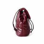 Tory Burch Kira Mini Quilted Backpack | Burgundy distressed leather gold double T logo    adjustable chain and leather shoulder strap women's designer backpack