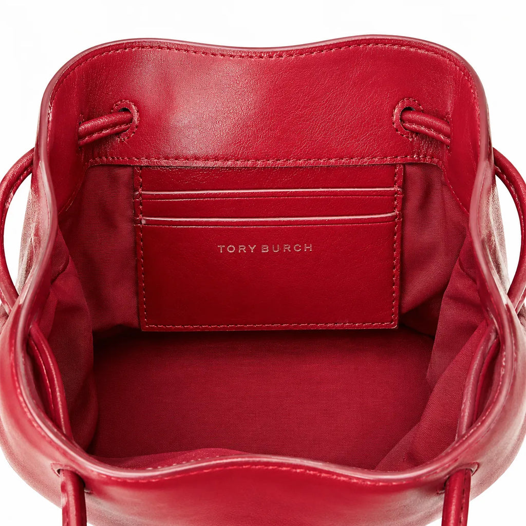 Tory Burch Kira Mini Quilted Backpack | Burgundy distressed leather gold double T logo    adjustable chain and leather shoulder strap women's designer backpack