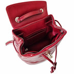 Tory Burch Kira Mini Quilted Backpack | Burgundy distressed leather gold double T logo    adjustable chain and leather shoulder strap women's designer backpack