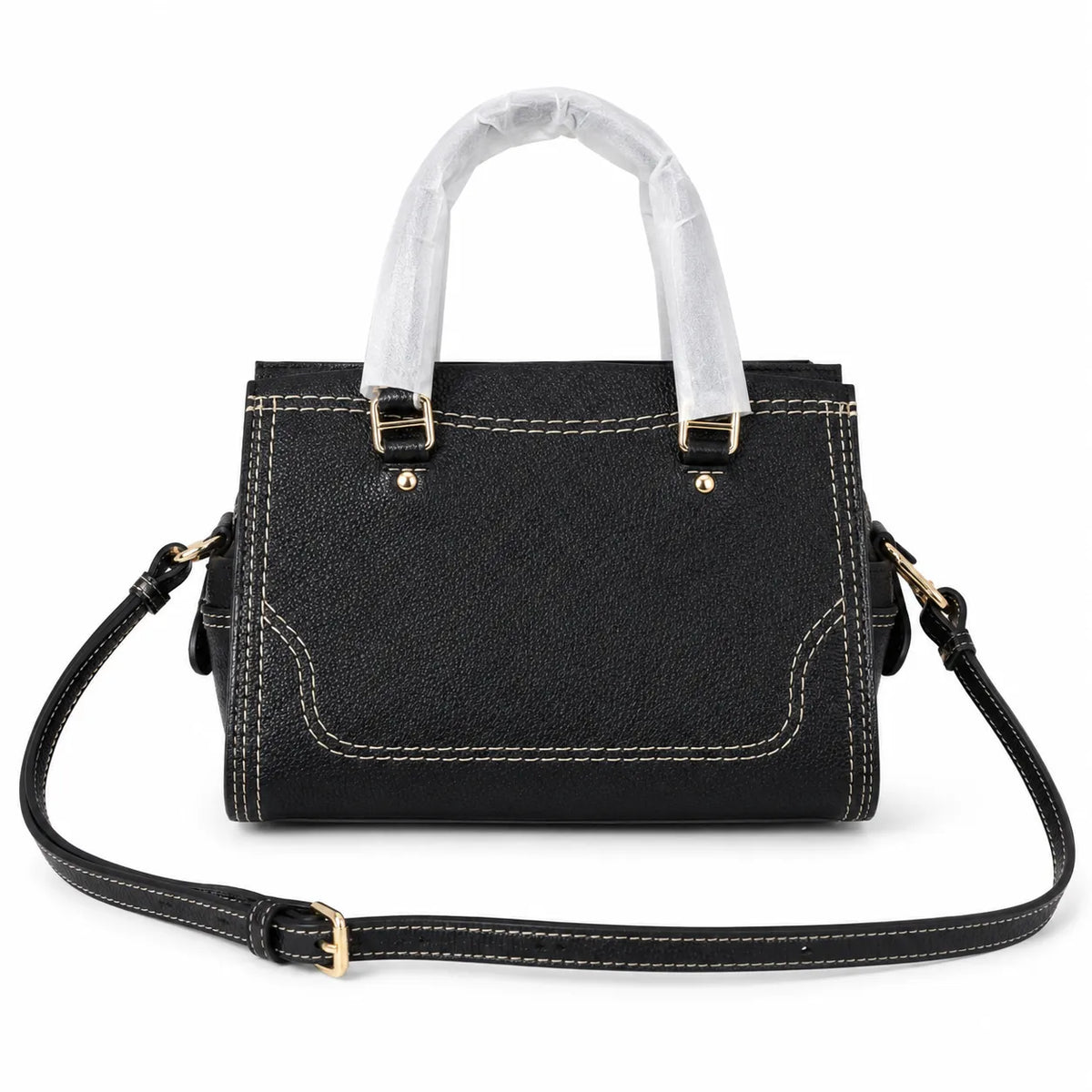 Marc Jacobs Mini Cruiser | Black pebbled leather  detachable shoulder strap  embossed logo  women's designer handbag