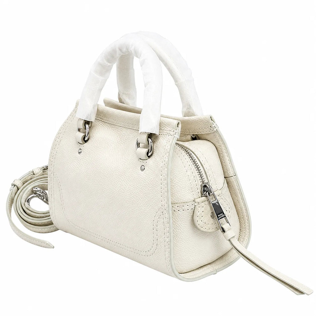 Marc Jacobs Mini Cruiser | White pebbled leather  detachable shoulder strap embossed logo  women's designer handbag