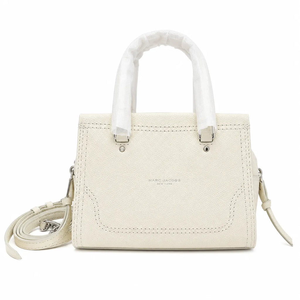 Marc Jacobs Mini Cruiser | White pebbled leather  detachable shoulder strap embossed logo  women's designer handbag