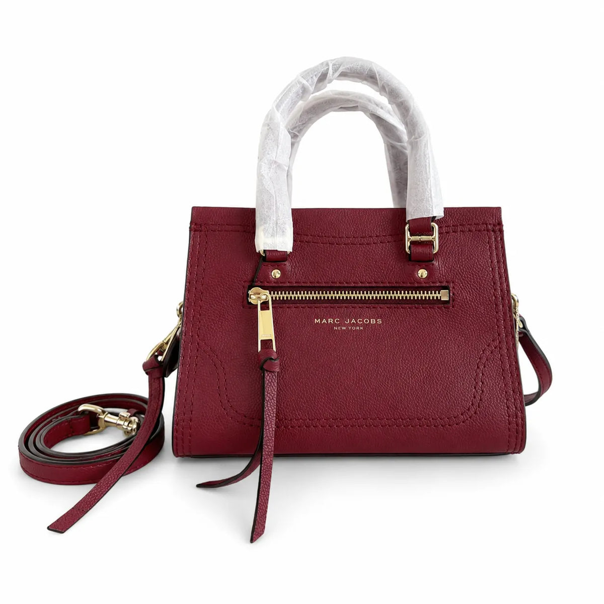 Marc Jacobs Mini Cruiser | Black pebbled leather  detachable shoulder strap  embossed logo  women's designer handbag